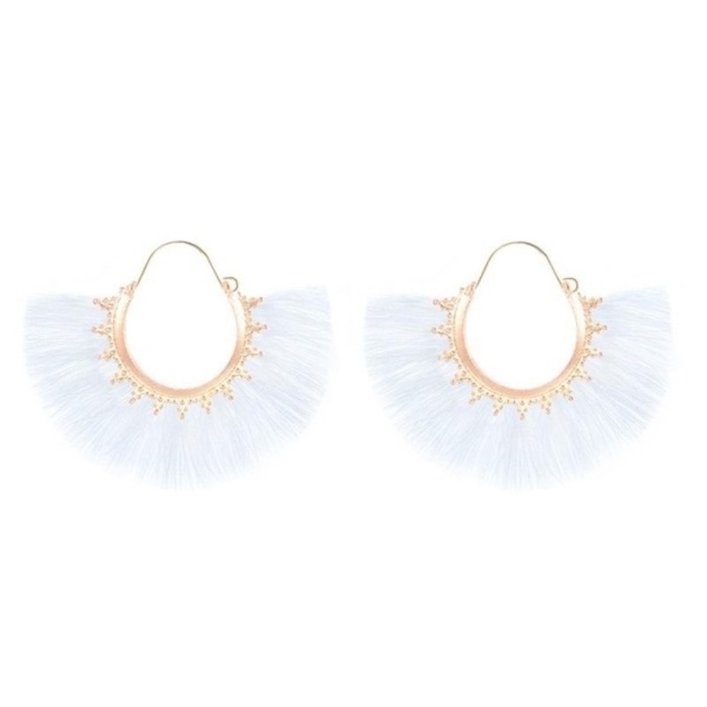 White and gold tassels earrings